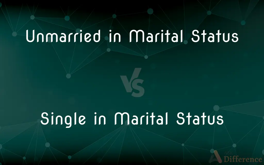 Unmarried in Marital Status vs. Single in Marital Status — What's the Difference?